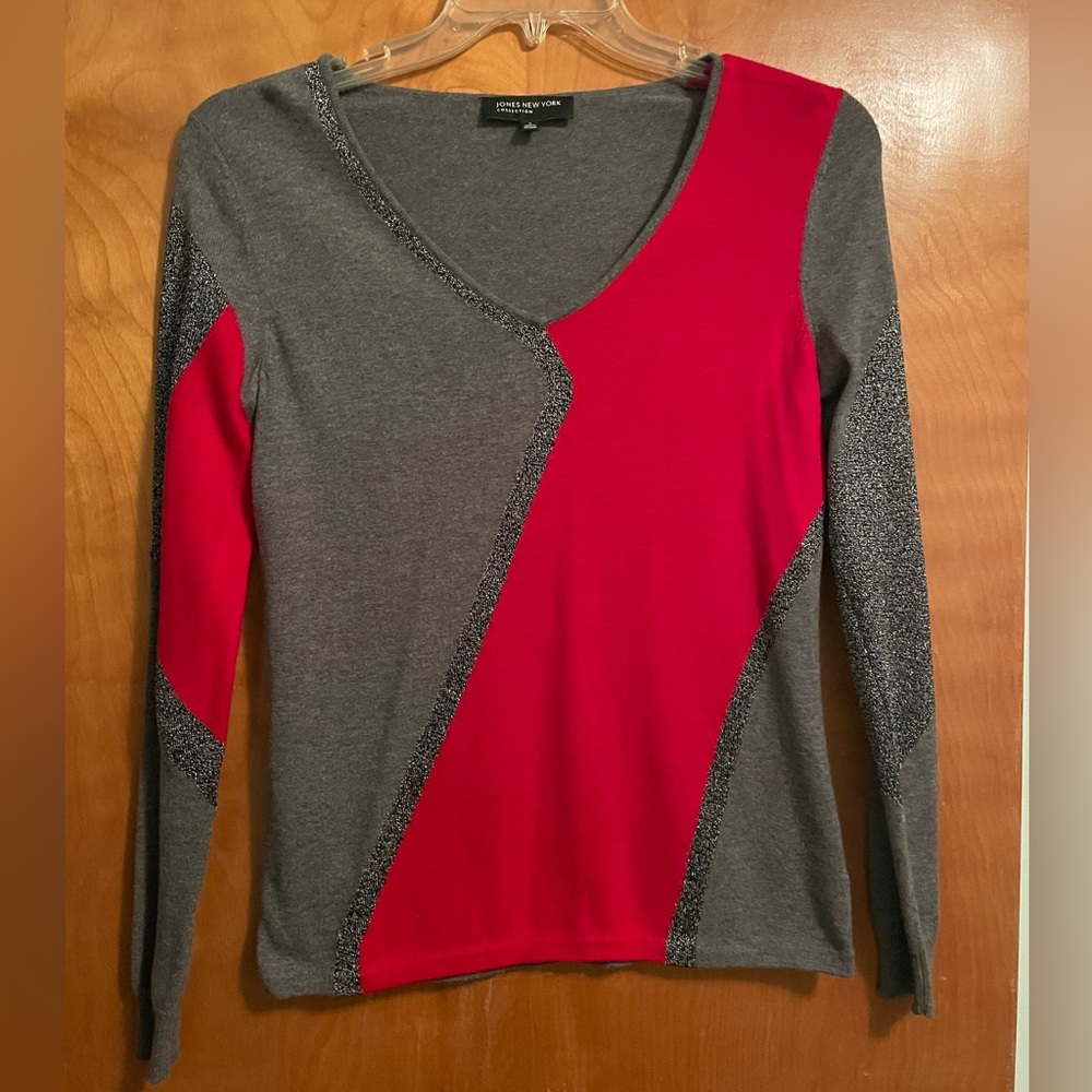 Colorblock V-Neck Long Sleeve Top